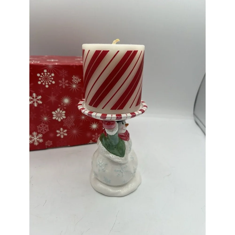 ⛄️ Avon 2002 Festive Holiday Snowman Candleholder with Candle – NIB (New in Box)
